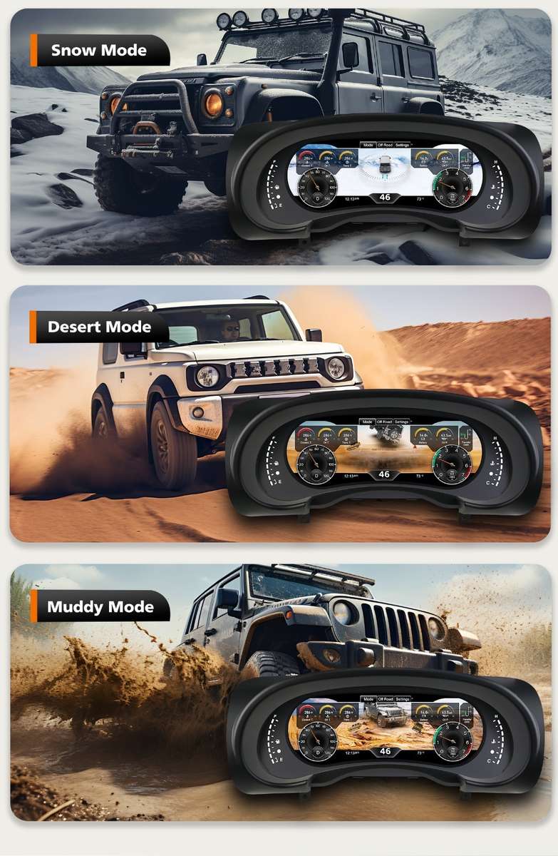 12.3" For Jeep Wrangler 2007-2010 Car LCD Digital Cluster Dashboard Speedometer