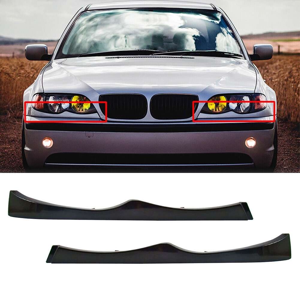 2X Headlight Eyebrow Lower Headlamp Eyelid Cover Trim For E46 325 330 Sedan