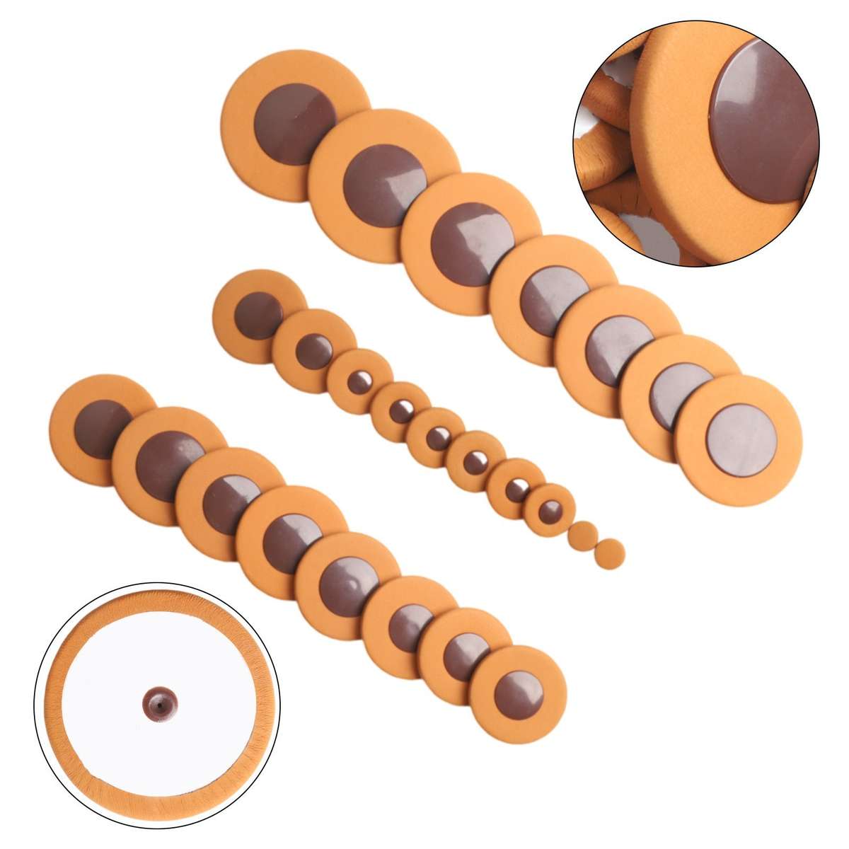 Complete Set Of 25 PCS Brown Saxophone Leather Pads For Tenor Sax Replacement
