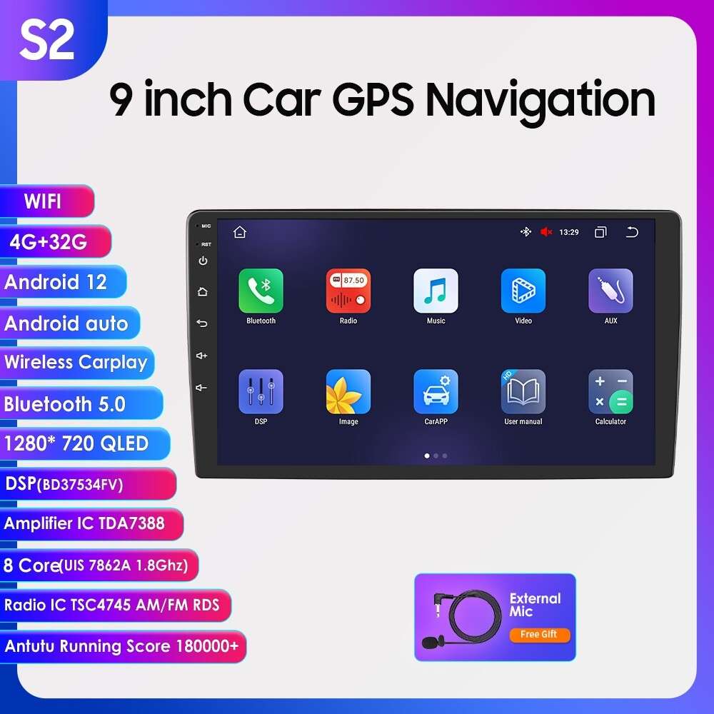 8Core Android 12 9'' Car Stereo GPS Navi Headunit CarPlay Radio WiFi DSP 4G+32GB