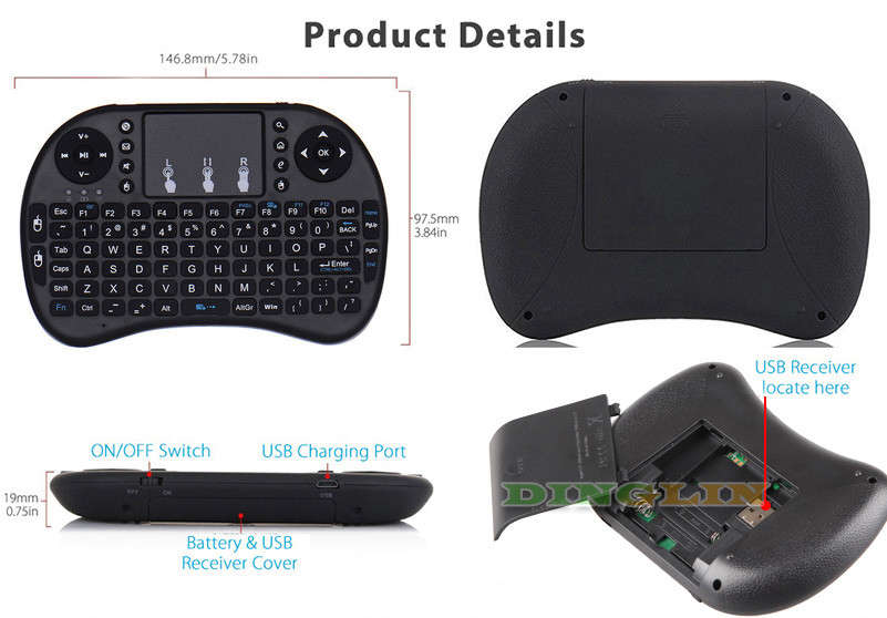 2.4G Mini Wireless Fly Air Keyboard Mouse Remote Touchpad For Android TV BOX/ PC - z