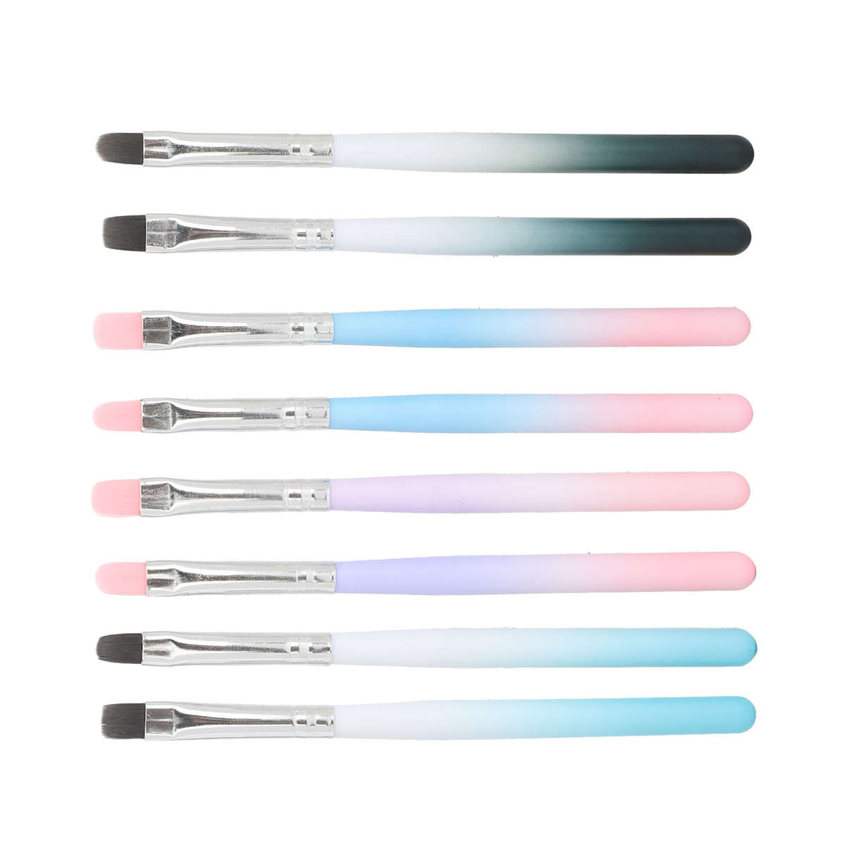 8pcs UV Gel Nail Extension Brush Round Square Head Gradient Handle Nail Tips CHW