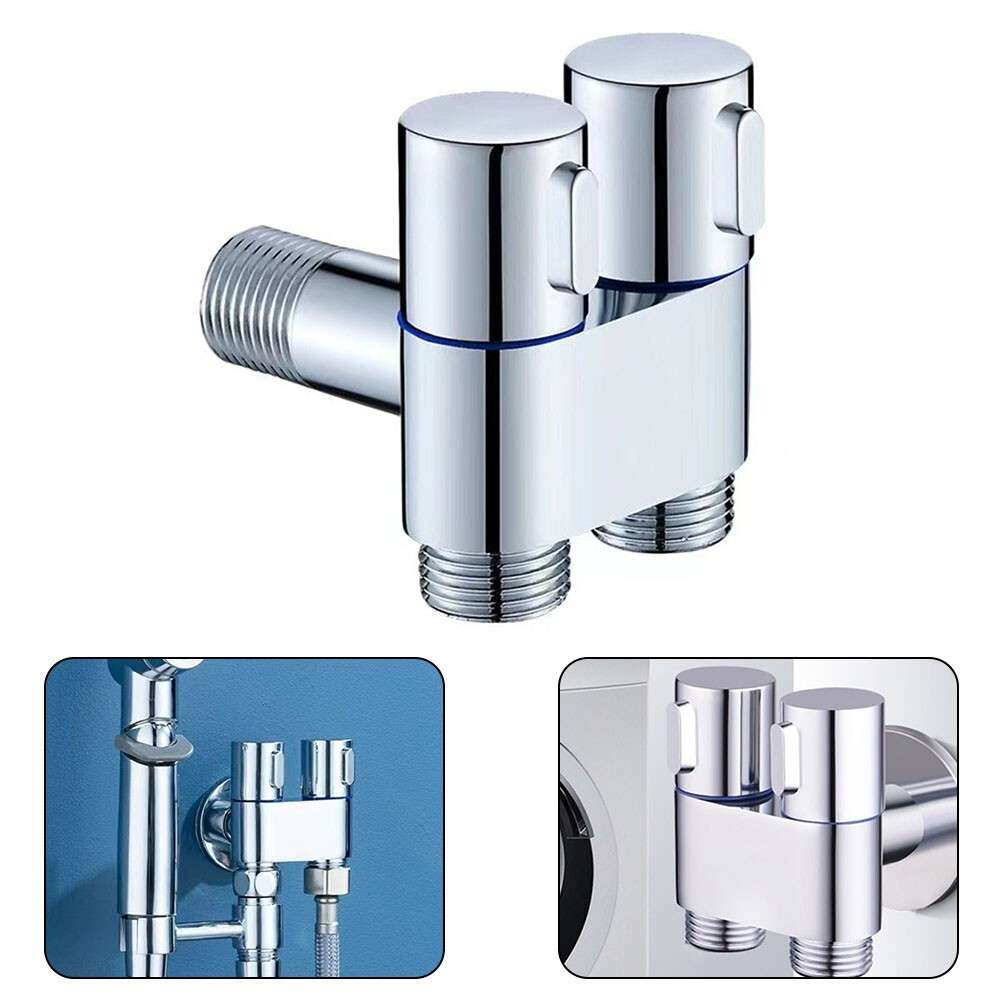 G1/2 1 In 2 Out Dual Control Washing Machine Faucet Toilet Triangle Valve