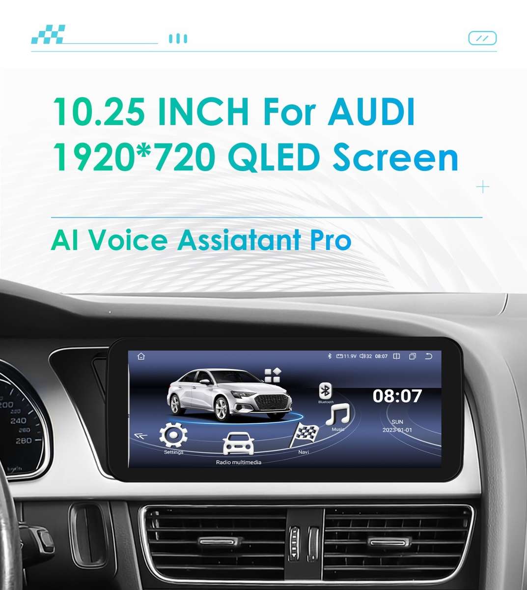 8Core CarPlay Radio Stereo GPS Navi Android13 For Audi A4 A5 B8 S4 RS5 2009-2016