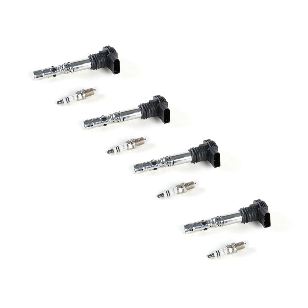 4PCS Spark Plug & Ignition Coil Kit For VW BEETLE GOLF PASSAT AUDI A4 A6 1.8T