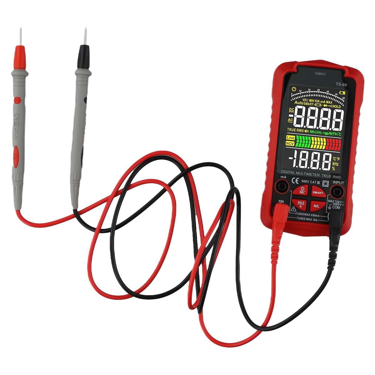Smart Digital Multimeter USB Rechargeable TRMS 6000 Counts ACDC-Voltmeter