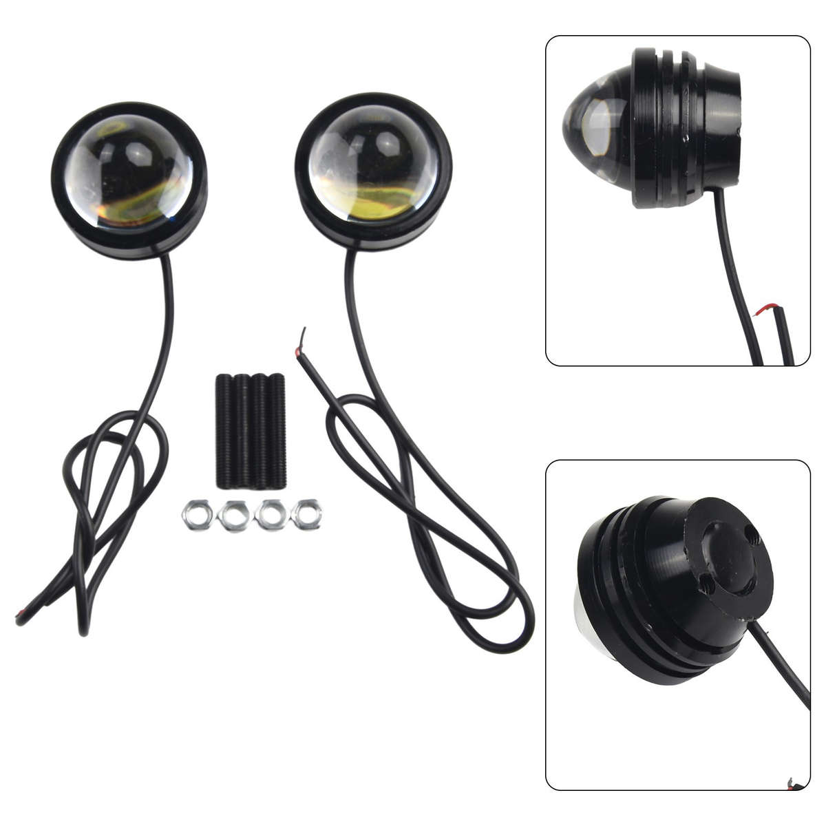 2x White 12V-24V High Power Bull Eye LED Projector Car Daytime Fog Light Alloy