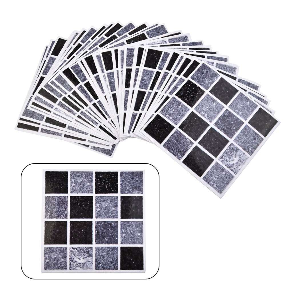 40pcs Kitchen Bathroom Mosaic Tile Stickers Wall Decor Self-adhesive Decal