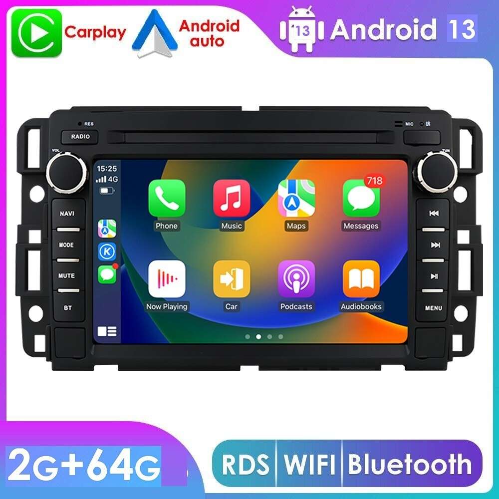 Android 13 CarPlay Car Radio GPS 2+64GB RDS For GMC Yukon Chevy Silverado Sierra