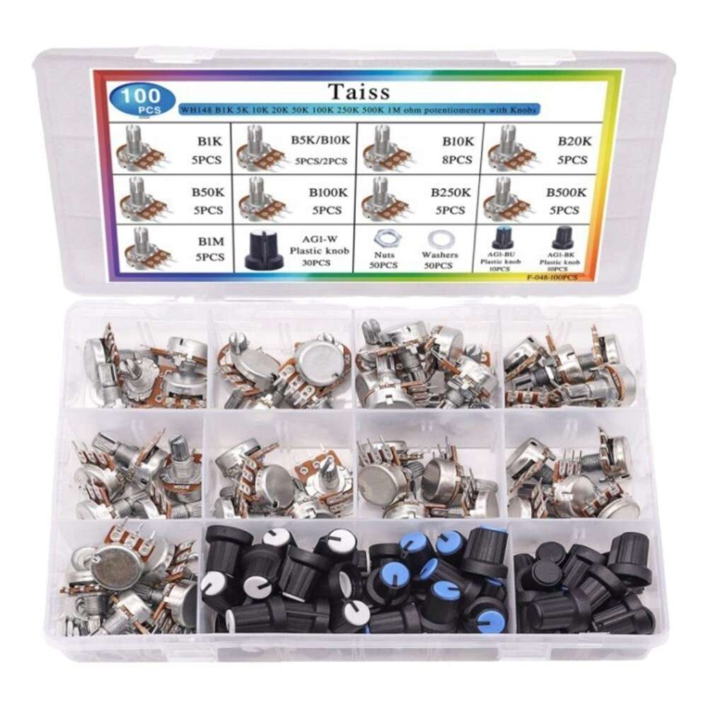 High Quality 100PCS Rotary Potentiometer Assortment Kit For Audio Applications