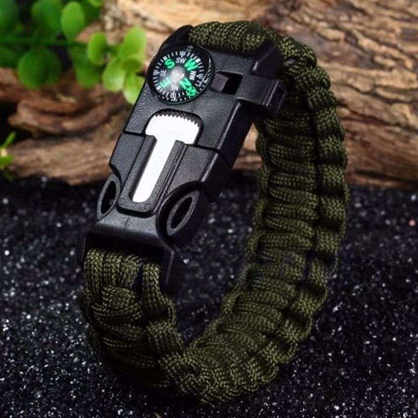 Paracord Survival Bracelet Whistle Gear Flint Fire Starter Scraper Compass Kits