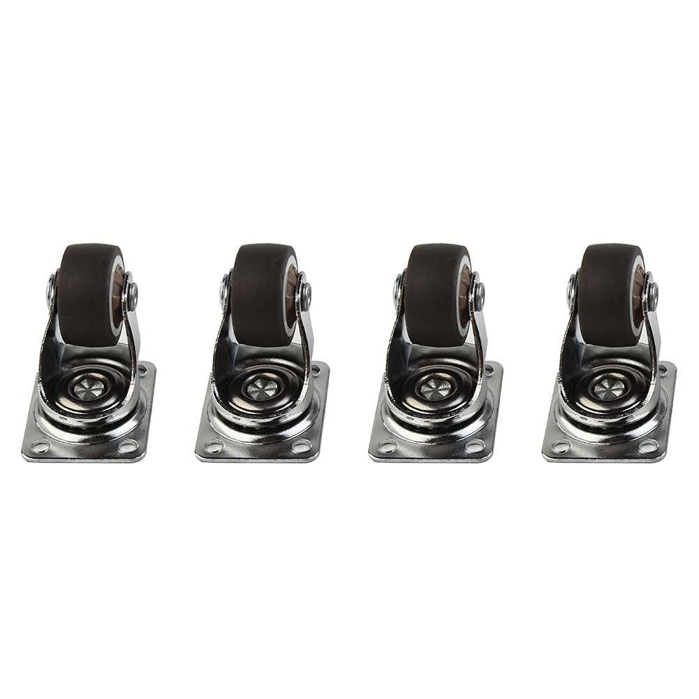 4PCS Mini Small Casters Diameter 1inch/25mm TPE Rubber Super Mute Wheels