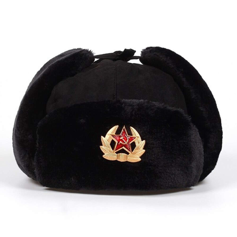 Pilot Hat Warm Ushanka Badge Hat Classic With Earflaps For Home