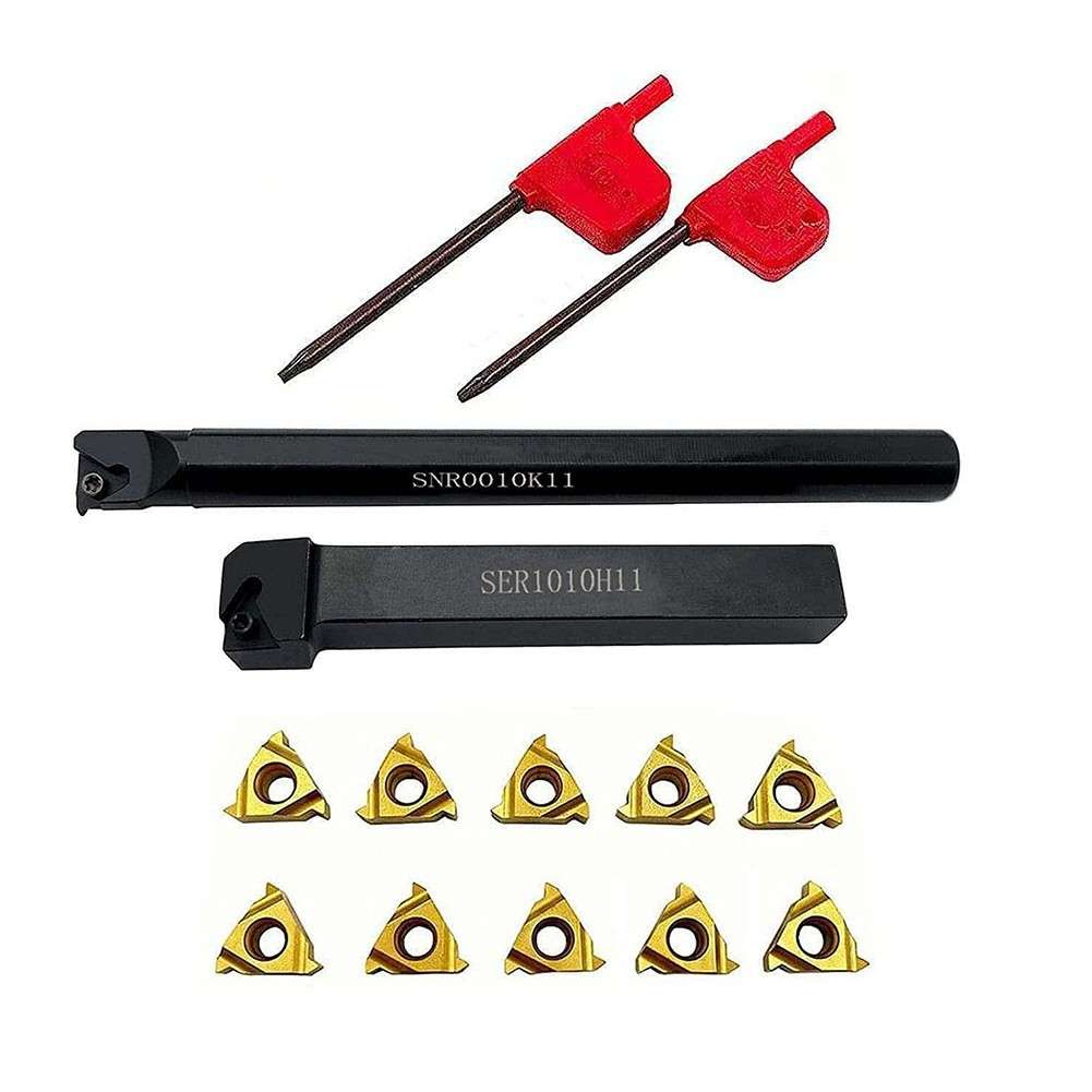 Lathe Threading Tool External Internal Holder W/ Inserts Wrench Set 11ER-AG60