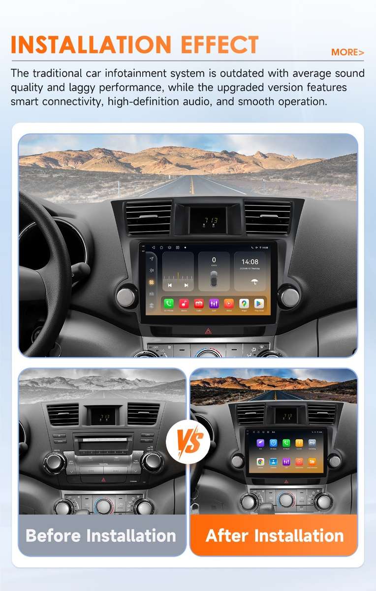10"Android 14 For Toyota Highlander 2007-2013 Car Stereo Radio 8Core GPS CarPlay