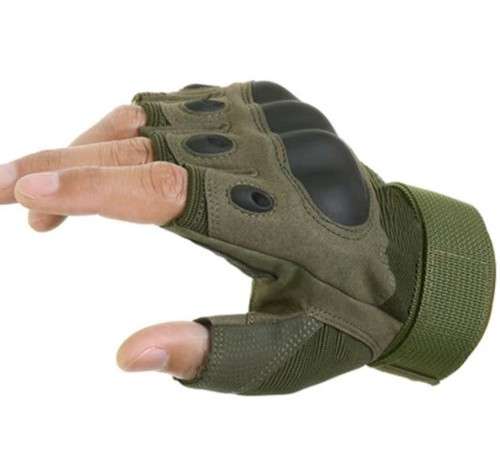 # 1 - Half Finger Glove With hardend Knuckle Unisex GREEN / LARGE