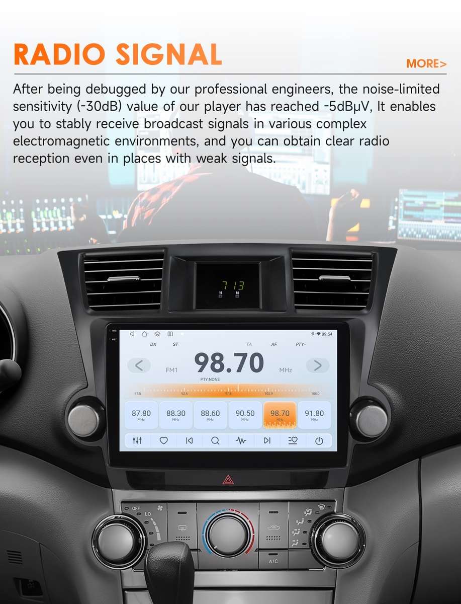 10"Android 14 For Toyota Highlander 2007-2013 Car Stereo Radio 8Core GPS CarPlay
