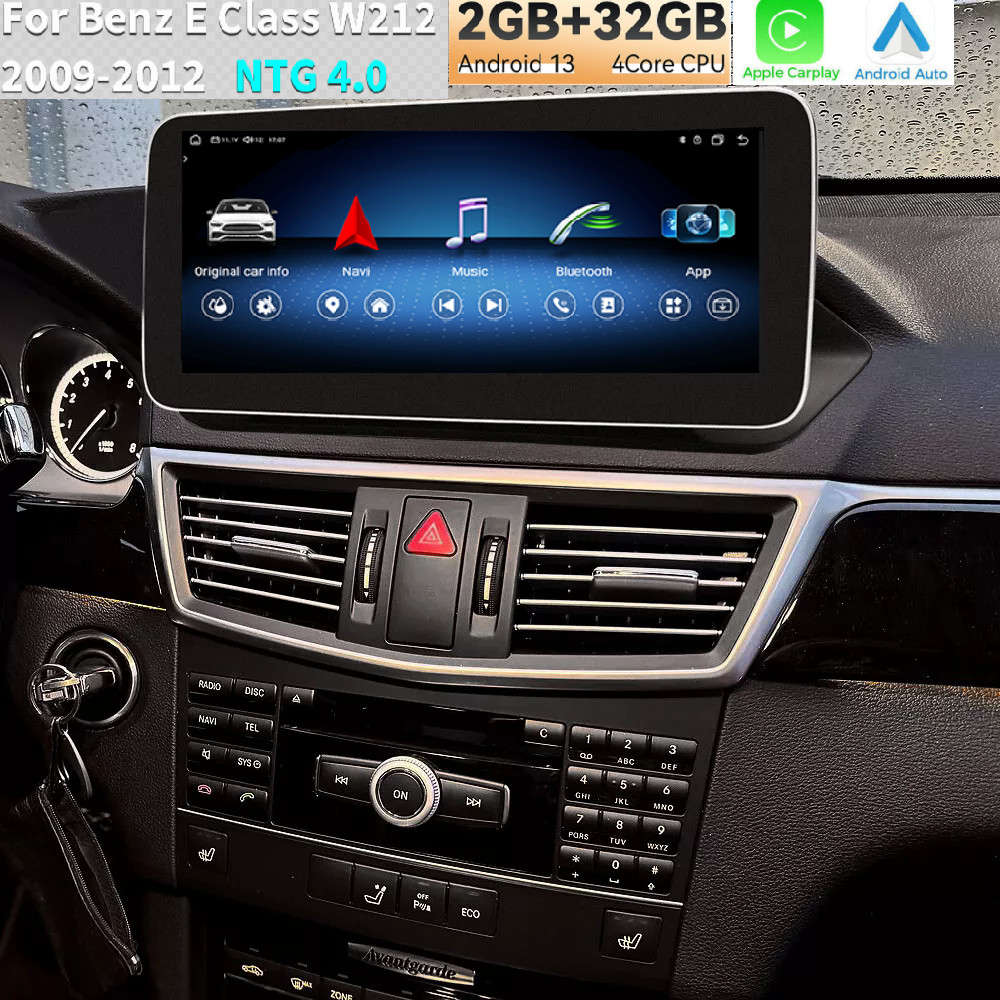 10.25" Carplay Radio GPS Android 13 For Benz E-Class W212 E300 E350 NTG4.0 09-12