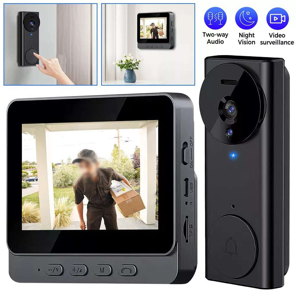 Rechargeable Wireless Video Doorbell With 4.3 Inch Display And Snapshot Feature