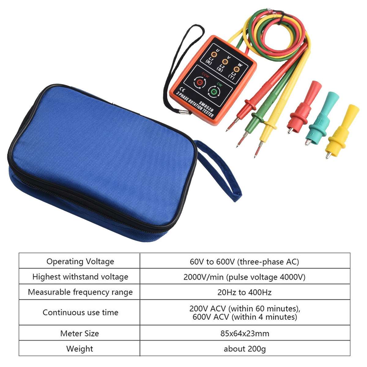 Efficient SM852B 3 Phase Sequ Ence Tester For Phase Rotation-Detection