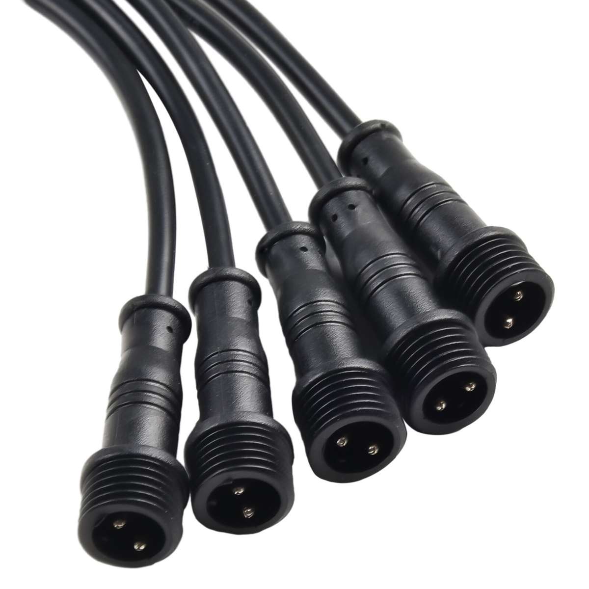 5Pairs 2Pin IP65 Waterproof-Connector 0.3mm Male & Female Black-Cable 22AWG