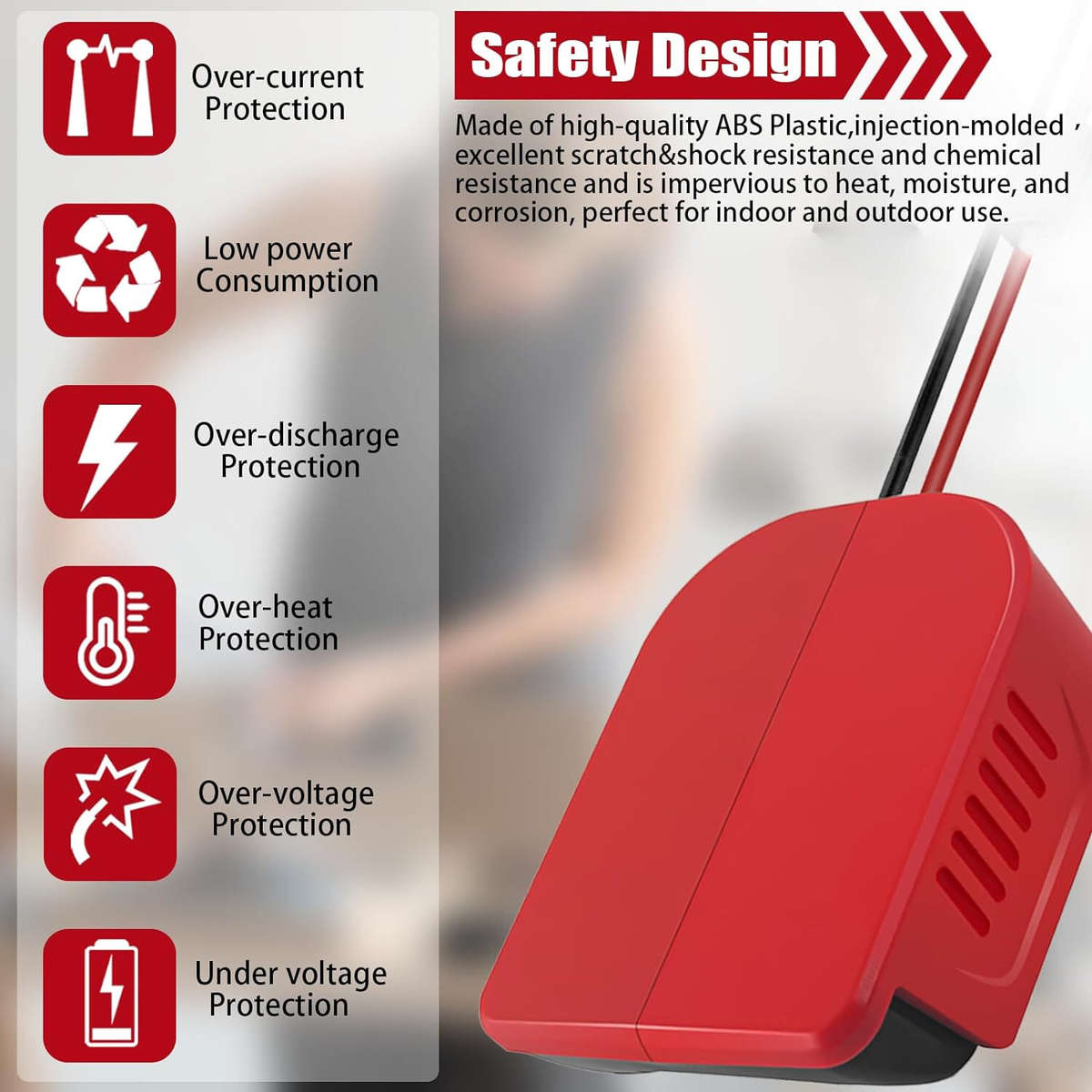 Adapter For Einhell 18V with 6FT Jumper Cable Car Battery Charger Jump Starter