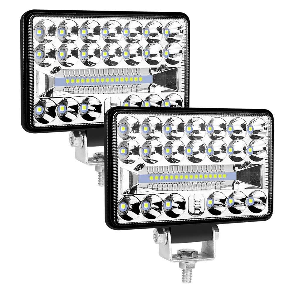 2x 60W 3X5 Inch Chrome Rectangular LED Headlights Replacement High Brightness