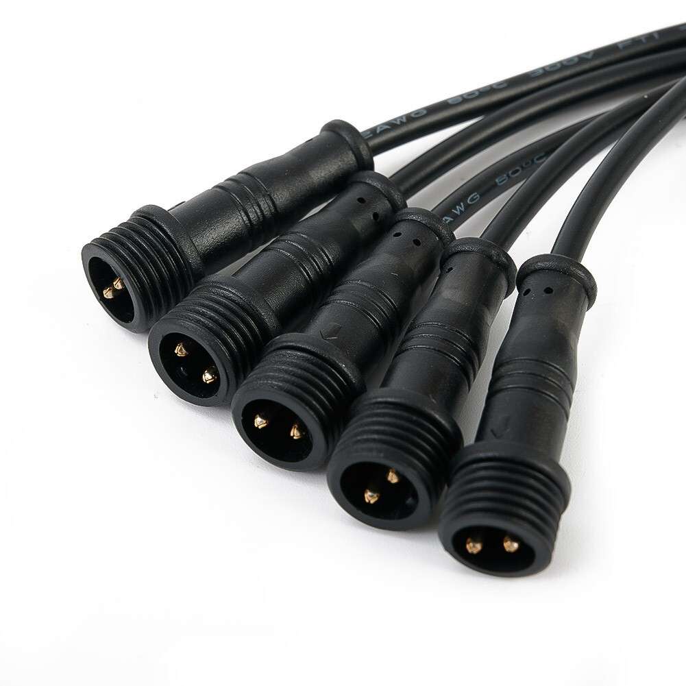 5Pairs 2Pin IP65 Waterproof-Connector 0.3mm Male & Female Black-Cable 22AWG