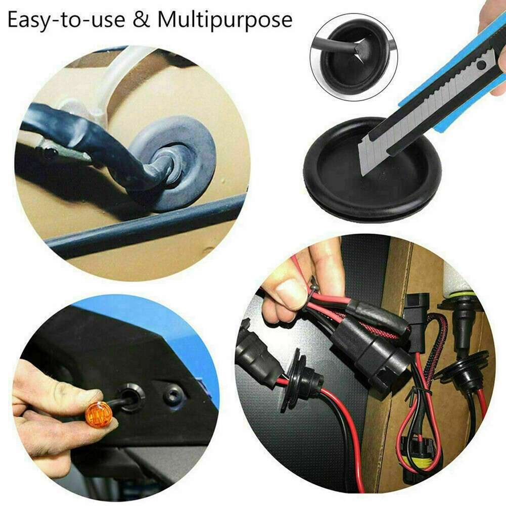 Rubber Grommet Open/Closed Rubber Tools Wiring Bung 200PCS Assorted Size