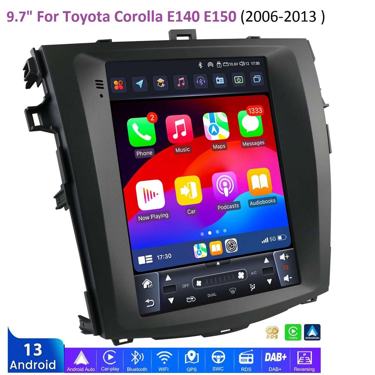 9.7"Android 12 For Toyota Corolla E140 E150 2006-2013 CarPlay Radio GPS Navi RDS