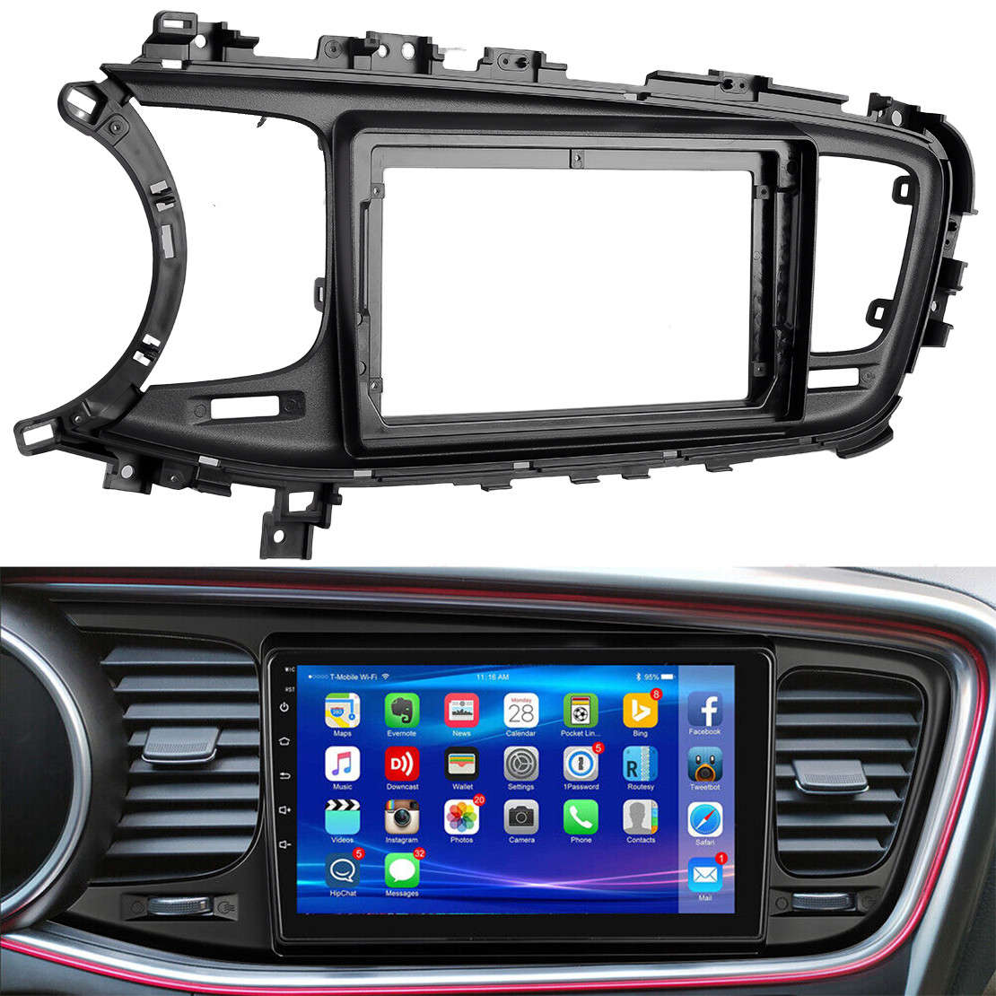 2DIN Radio Fascia Stereo Panel Dash Frame Fit For KIA Optima K5 2013-2015 New