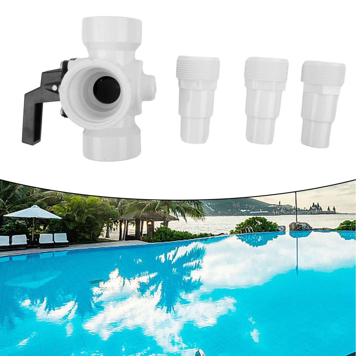 Swimming Pool Hoses Connection Air Beds Air Pumps 3-way Valve 4pcs/set Plastic