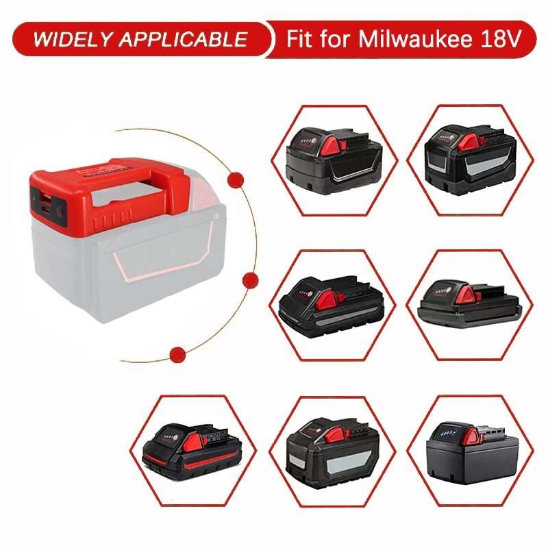 USB Charger Adapter For Milwaukee 18V Battery Battery Holder Adapter USB Type-C