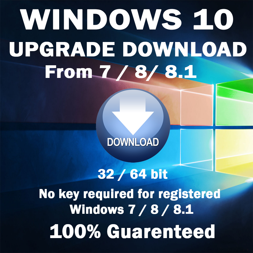 WINDOWS 10 Home or Pro Upgrade from Windows 7 & 8