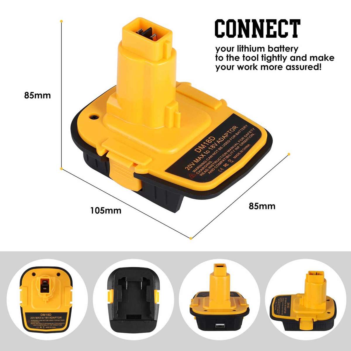 Adapter for Dewalt for Milwaukee 18v Li-ion Battery to for Dewalt 18v NiCad Tool