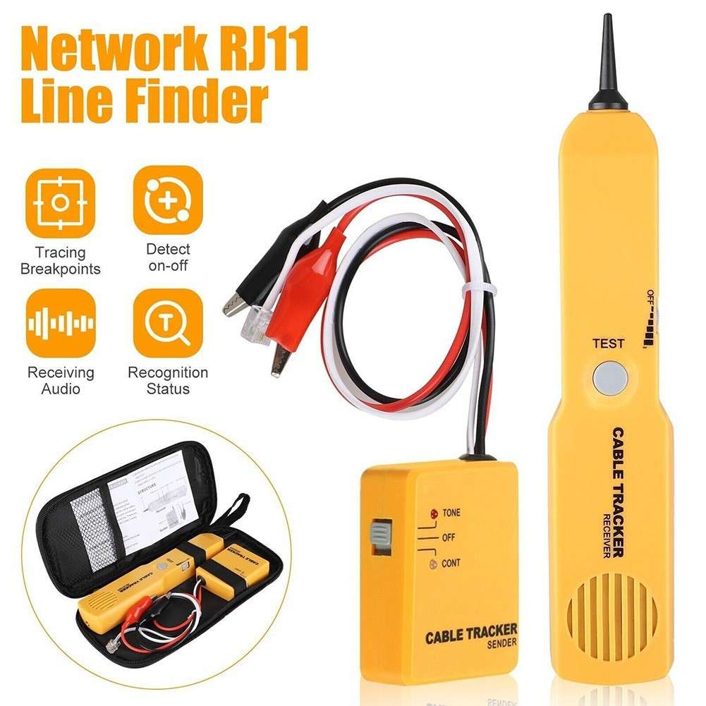 Network Cable Tester RJ11 Line Finder Toner Electric Wire Tracer Pouch