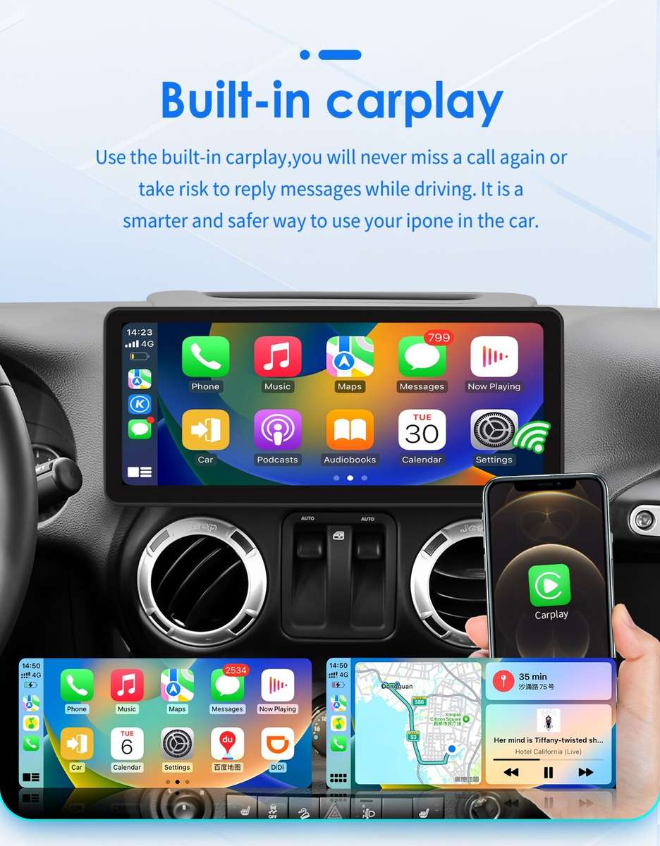 12.3" Android 13 Car Play Radio Stereo GPS 8Core For Jeep Wrangler JK 2011-2018