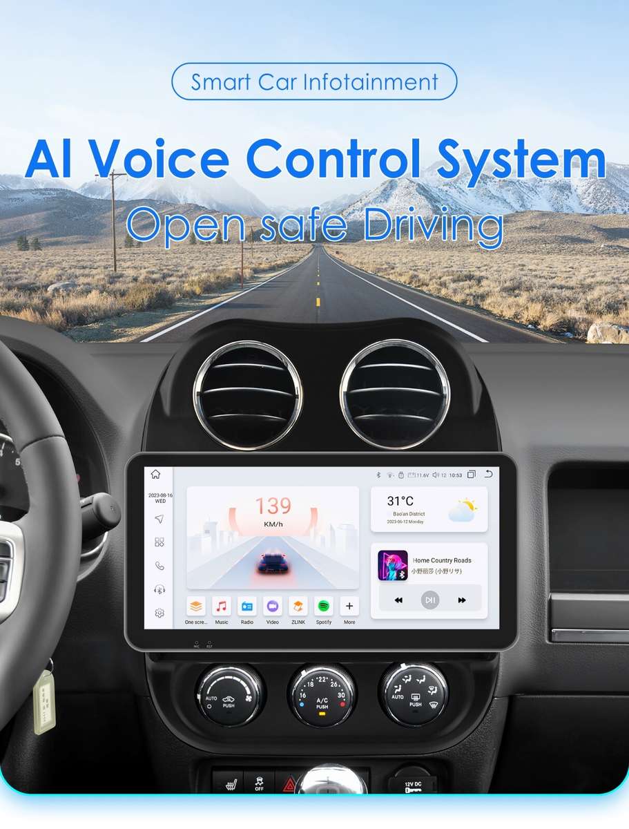 10.33"Android 13 Car GPS Radio Stereo CarPlay For Jeep Compass Patriot 2011-2017