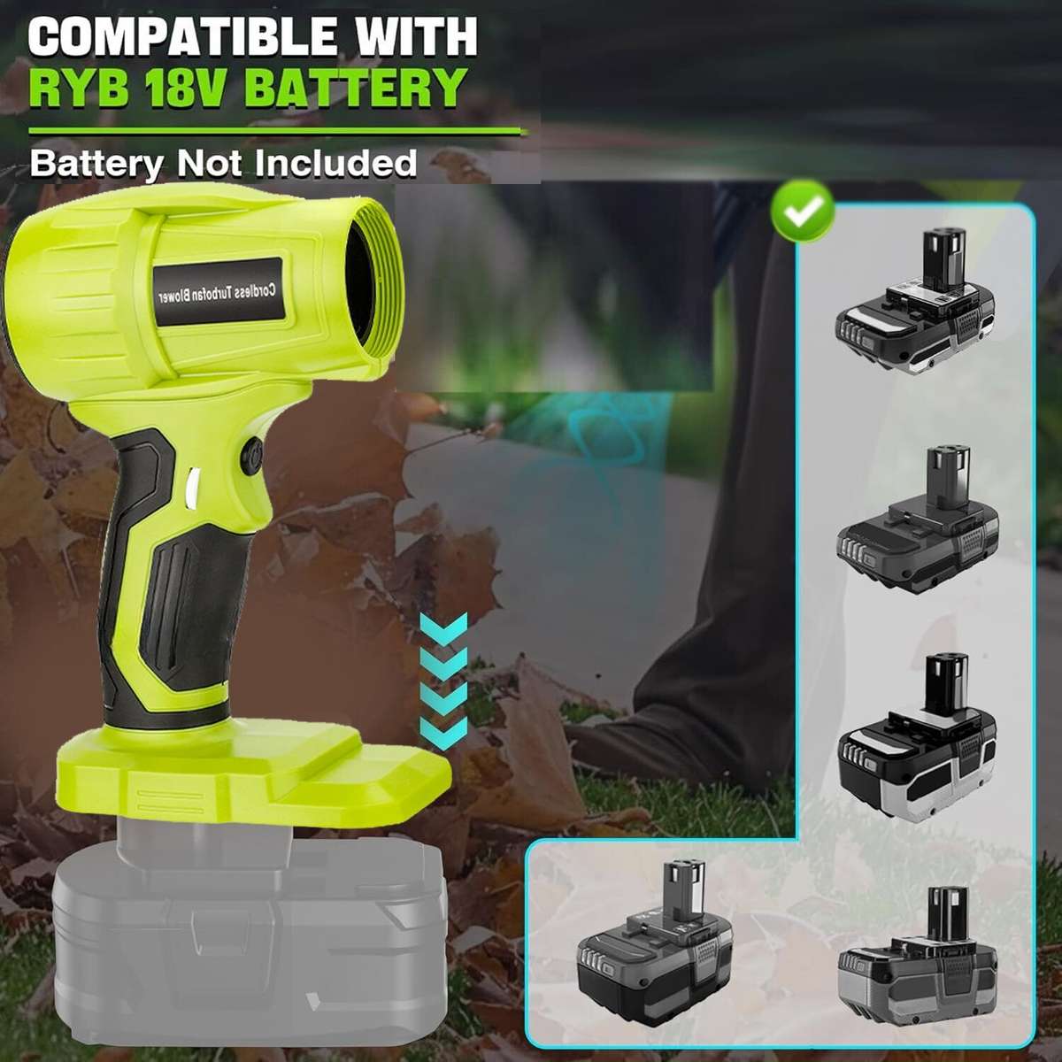 350W Cordless Handheld Leaf Blower For Ryobi 18V Violent Blower Mini Jet Fan