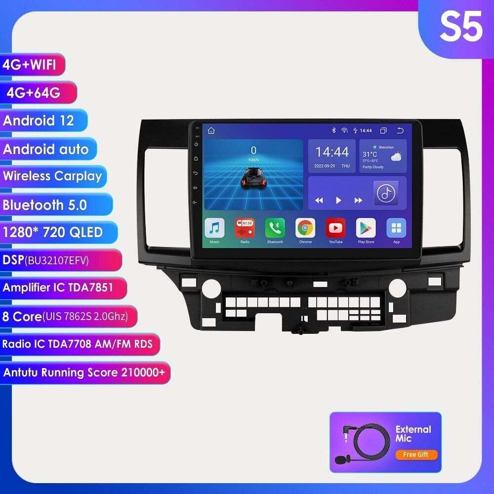 For Mitsubishi Lancer 2007-2015 Android 12 Car GPS Radio Stereo HeadUnit DSP 64G