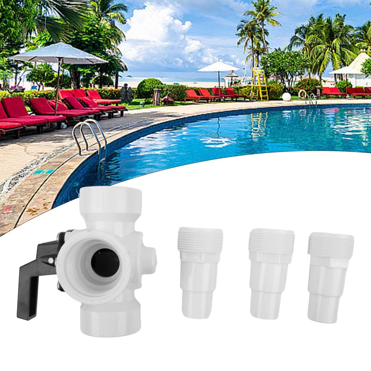 Swimming Pool Hoses Connection Air Beds Air Pumps 3-way Valve 4pcs/set Plastic