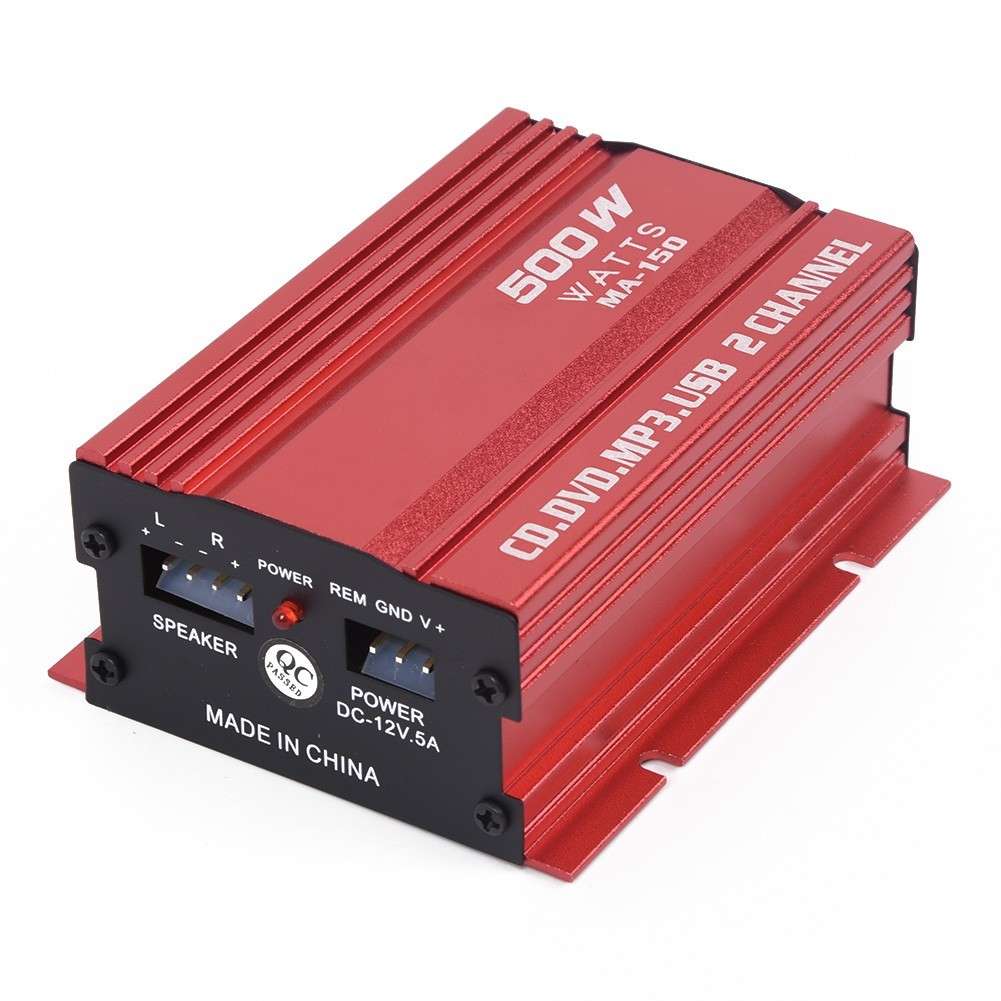 Car 12V 500W Mini HiFi Stereo Audio Amp Subwoofer For Cars And Motorcycles