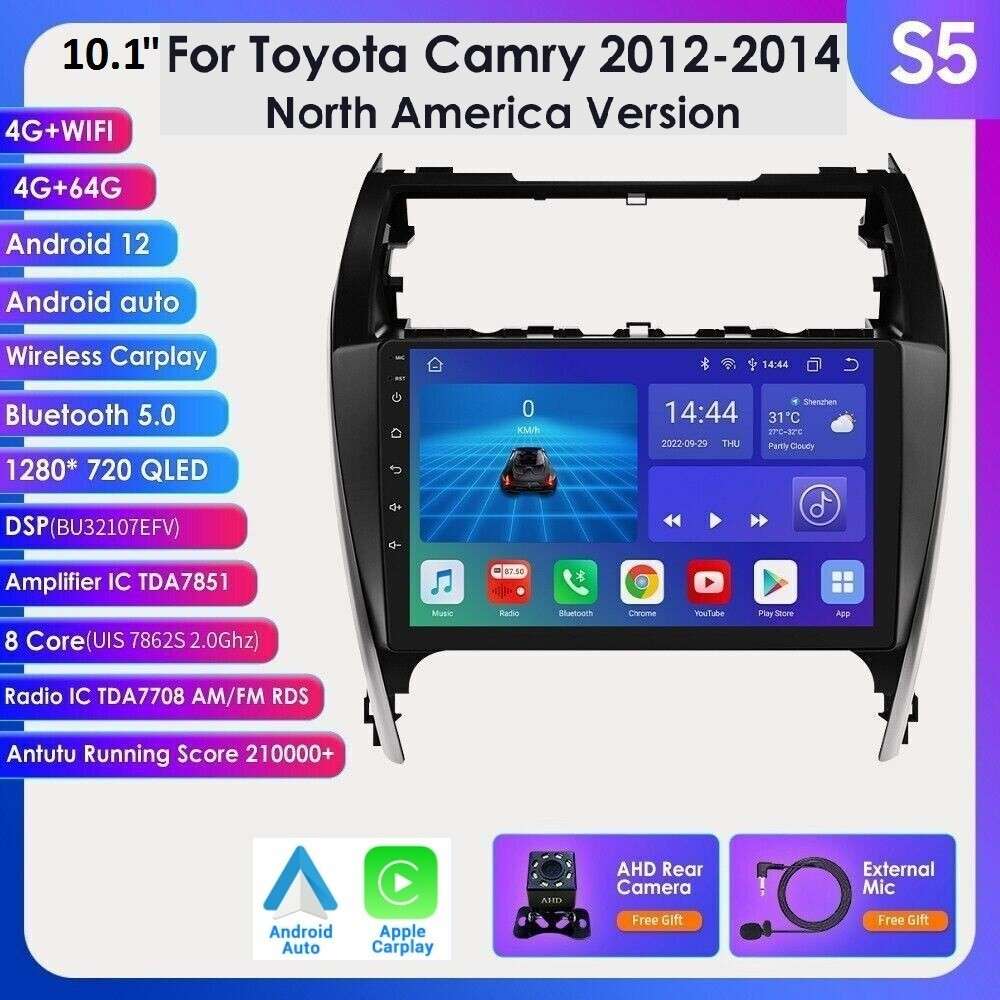 Octa-Core 64GB Android 10.1" GPS Radio CarPlay Auto DSP For Toyota Camry 2012-14
