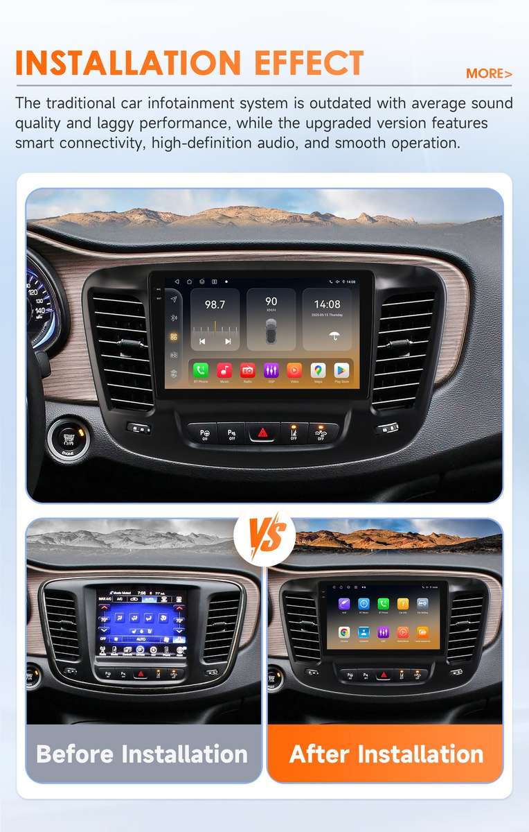 Android 14 8Core For Chrysler 200 200C 2015-2019 CarPlay Car Radio Stereo 6+64GB