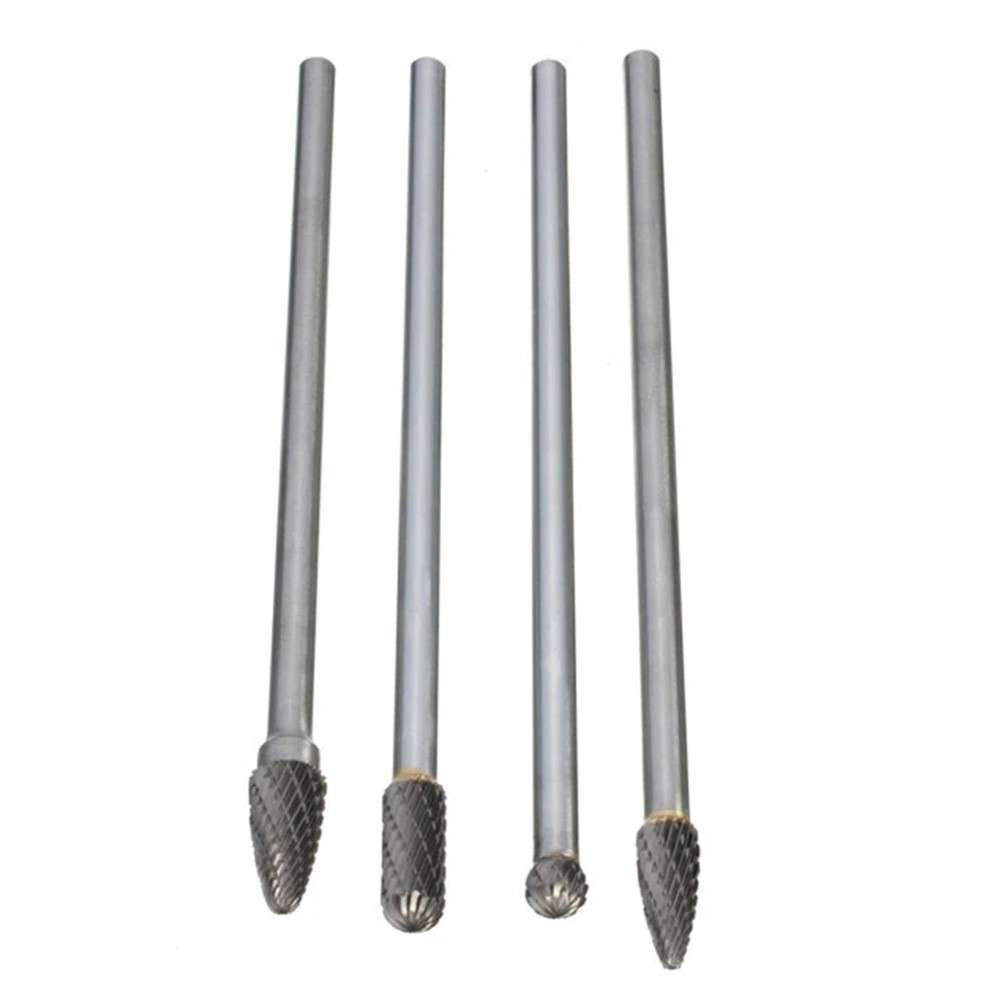 4*Rotary Burr 1/4 Inch 6mm Shank 150mm Long Carbide Cutter CNC-Engraving-Bit