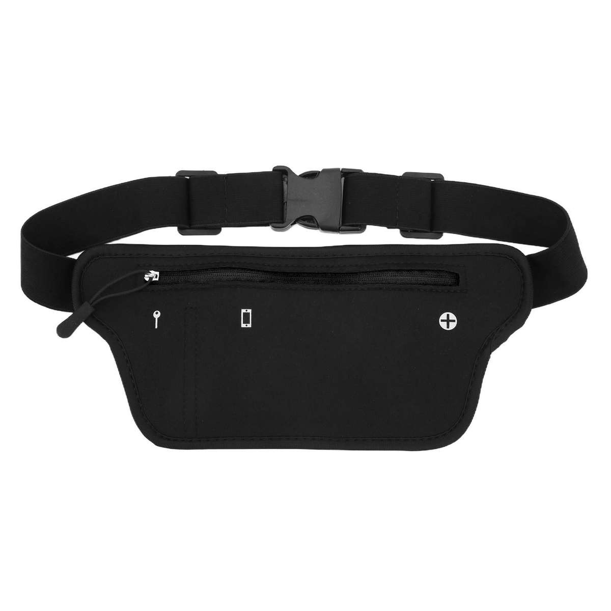 (Black)Waist Pack Adjustable Neoprene Running Waist Bag CH