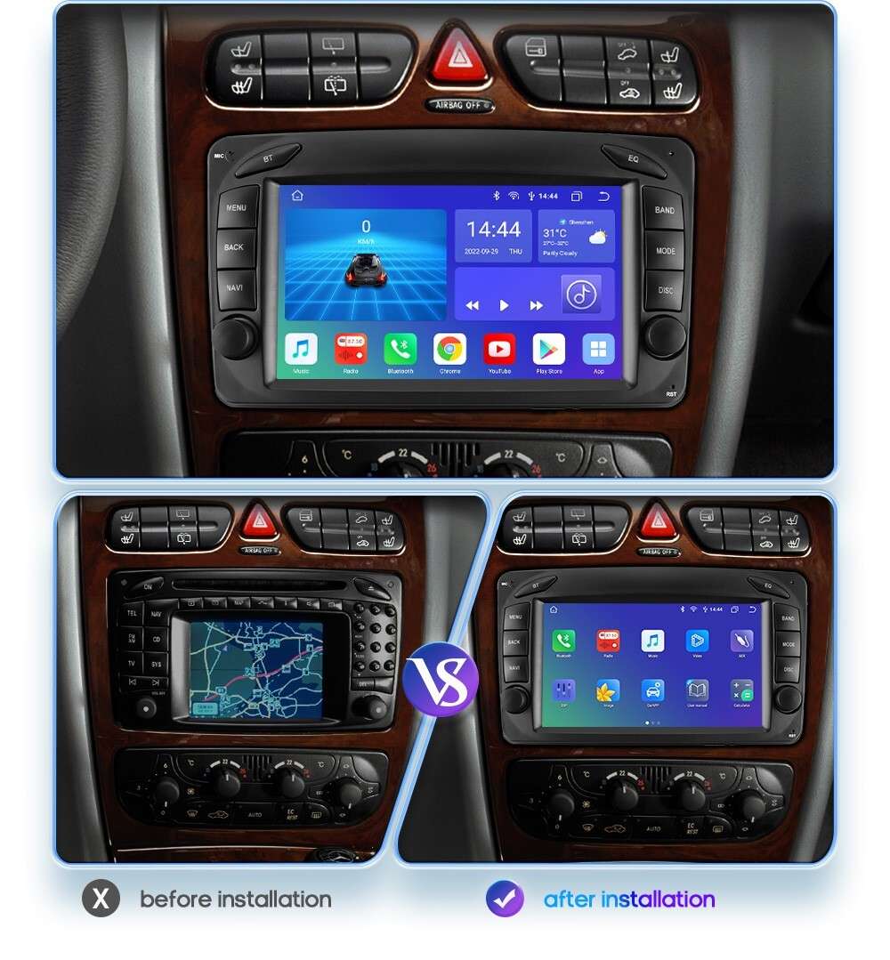 8Core 7"Android 13 Car Stereo CarPlay for Benz C/CLK/G Class W203 W209 W463 Vito