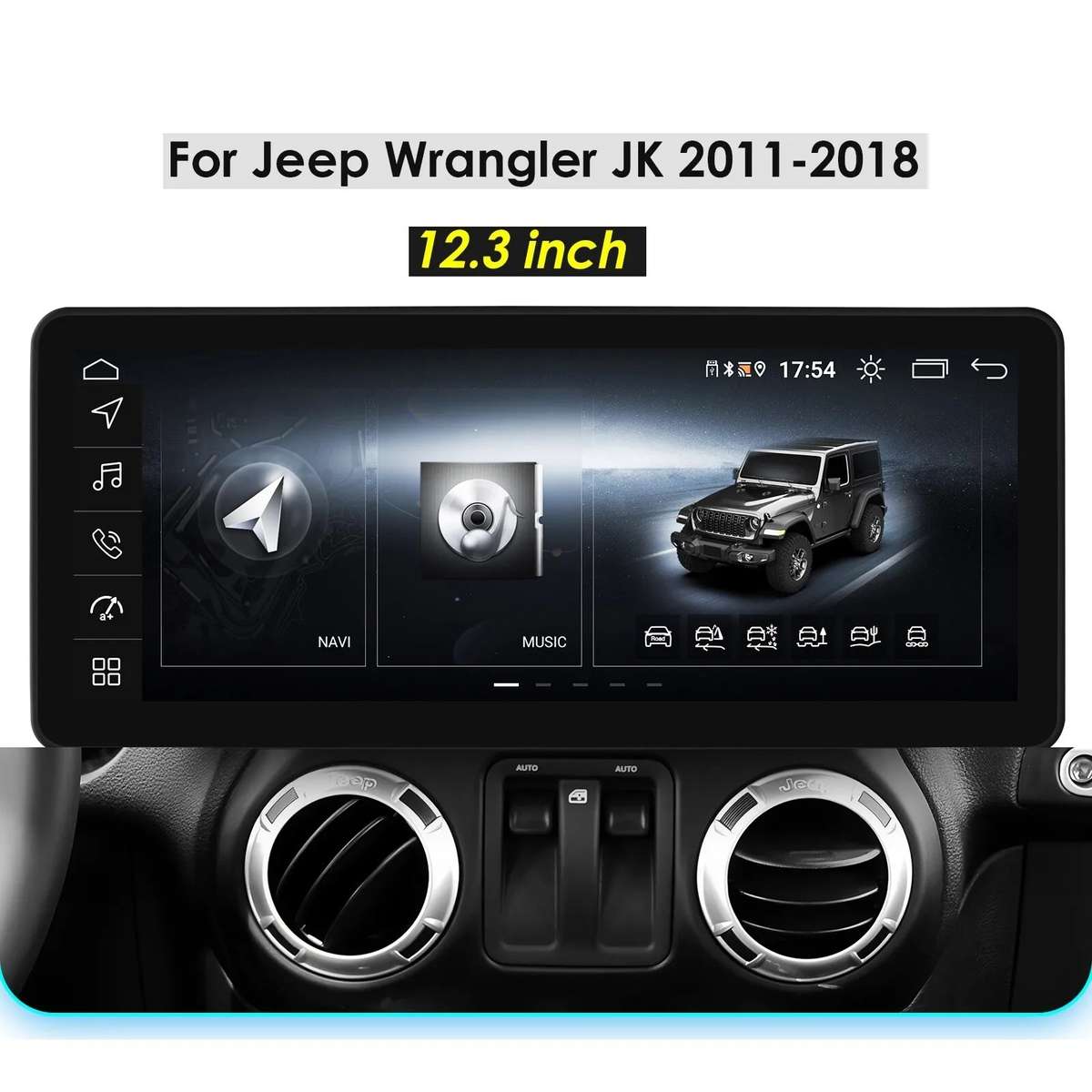 12.3" Android 13 Car Play Radio Stereo GPS 8Core For Jeep Wrangler JK 2011-2018