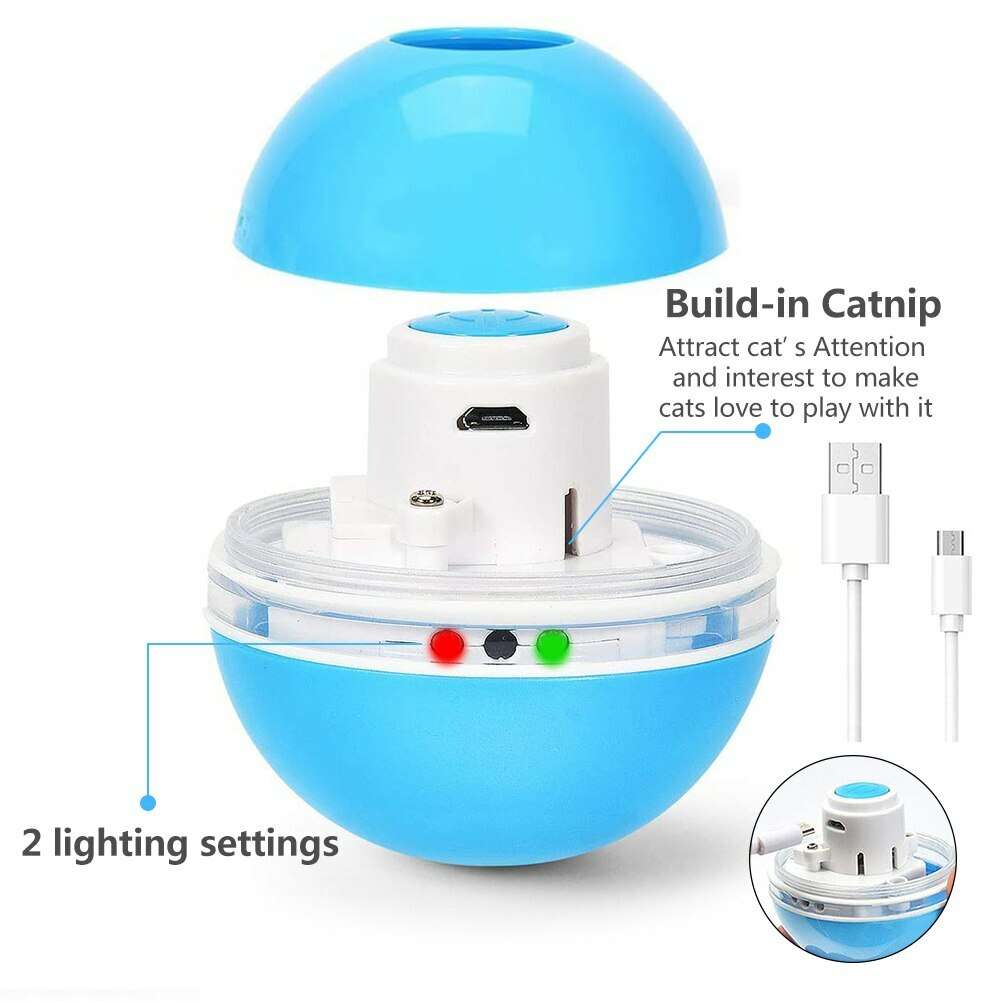 Smart Rechargeable Interactive Cat Toy Colorful LED Self Rotating Catnip Ball
