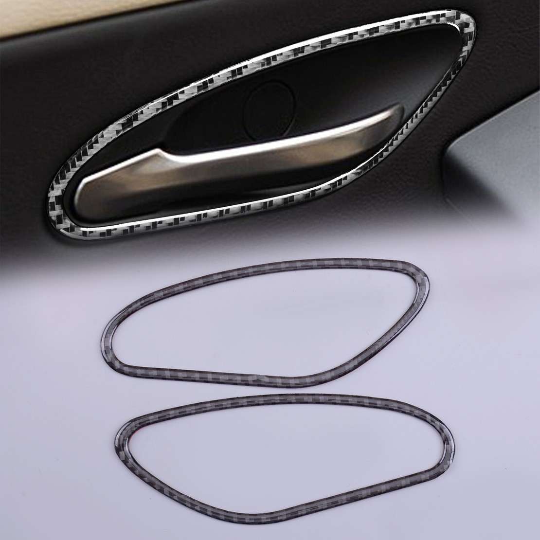 2pc Carbon Fiber Door Handle Cover Trim Fit for BMW 6 Series E63 E64 M6 06-2010